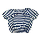 Zhoe &amp; Tobiah Zweifarbiges T-Shirt mit weiß/blauem Streifenmuster für Mädchen