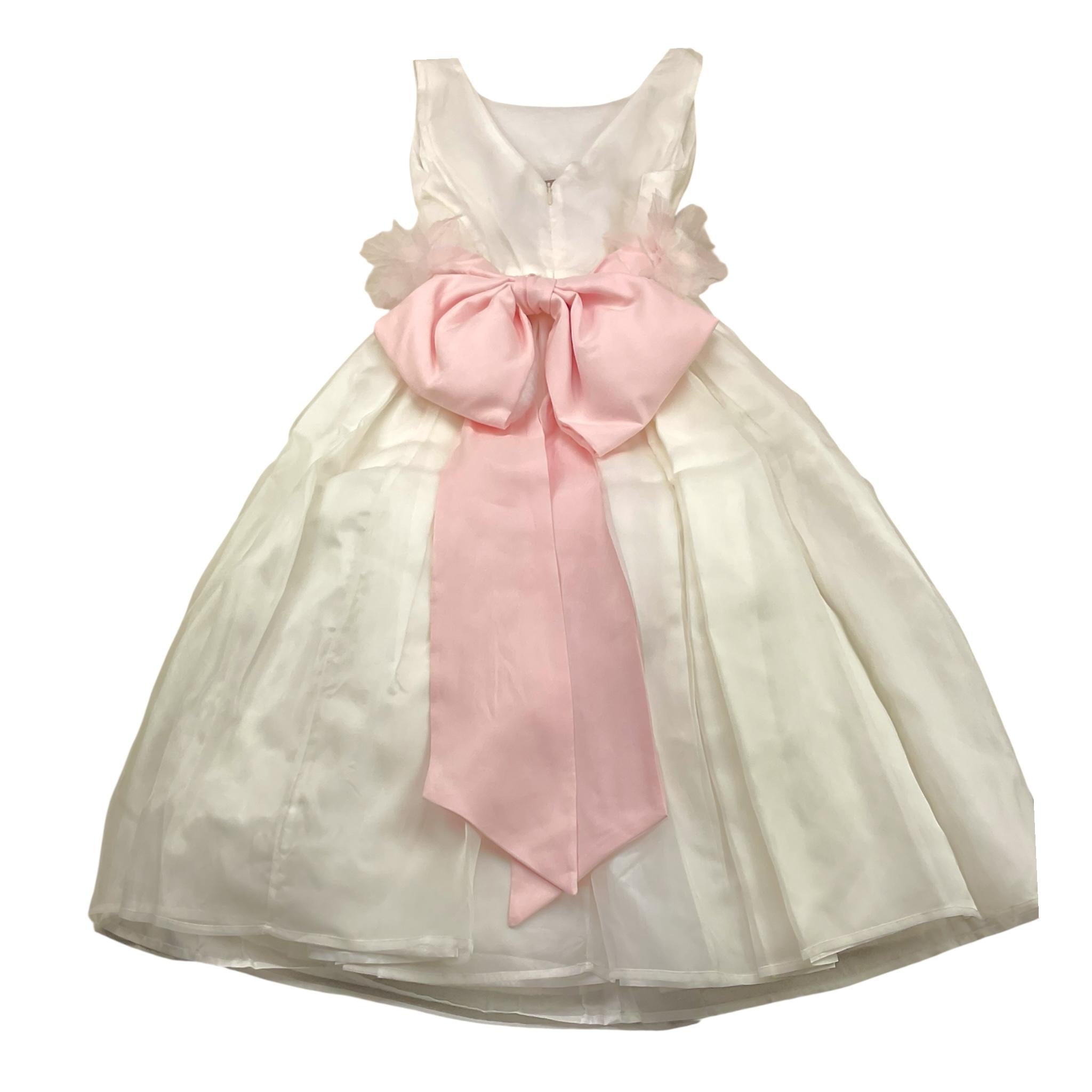 La Stupenderia Abito Cerimonia Giromanica Tinta Unita con Fiocco per Bambina CJAB96 BIANCO LA STUPENDERIA 