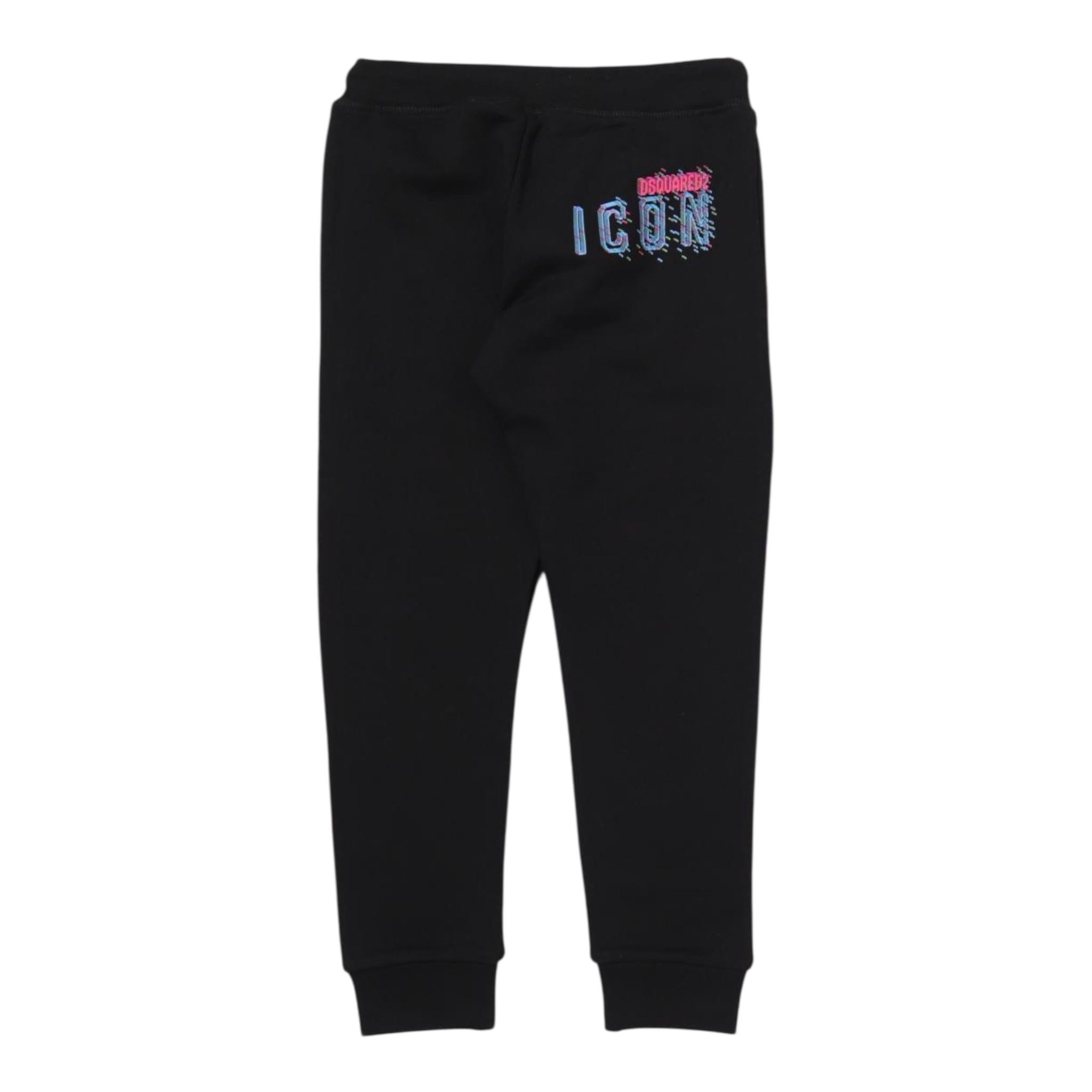 DSQUARED2 pantalone tuta tinta unita con logo Nero per Bambino DQ2056J NERO DSQUARED2 