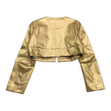 Alice Pi Einfarbige goldene Kunstlederjacke für Mädchen