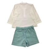 Babidu 2-teiliges Set Shirt-Bermuda zweifarbig weiß/aquagrün für Baby Mädchen