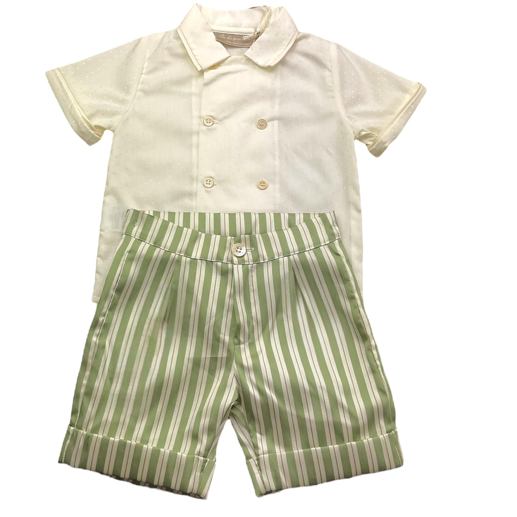 La Stupenderia Completo 2 Pezzi Camicia-Bermuda per Neonato CCCT67 BIANCO LA STUPENDERIA 