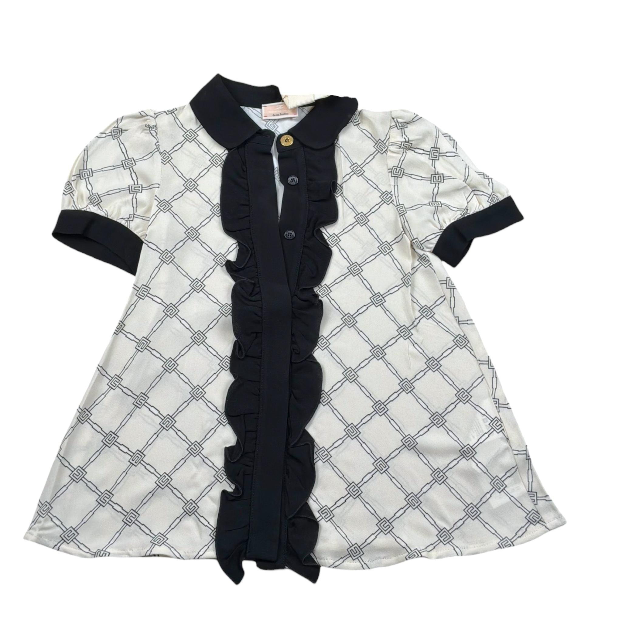 Elisabetta Franchi Abito Bicolore Mezza Manica con Fantasia per Neonata EGAB195 BIANCO/NERO ELISABETTA FRANCHI 