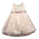 Helle Farben Einfarbiges Abendkleid mit Tüll und rosa Gürtel für Baby Mädchen
