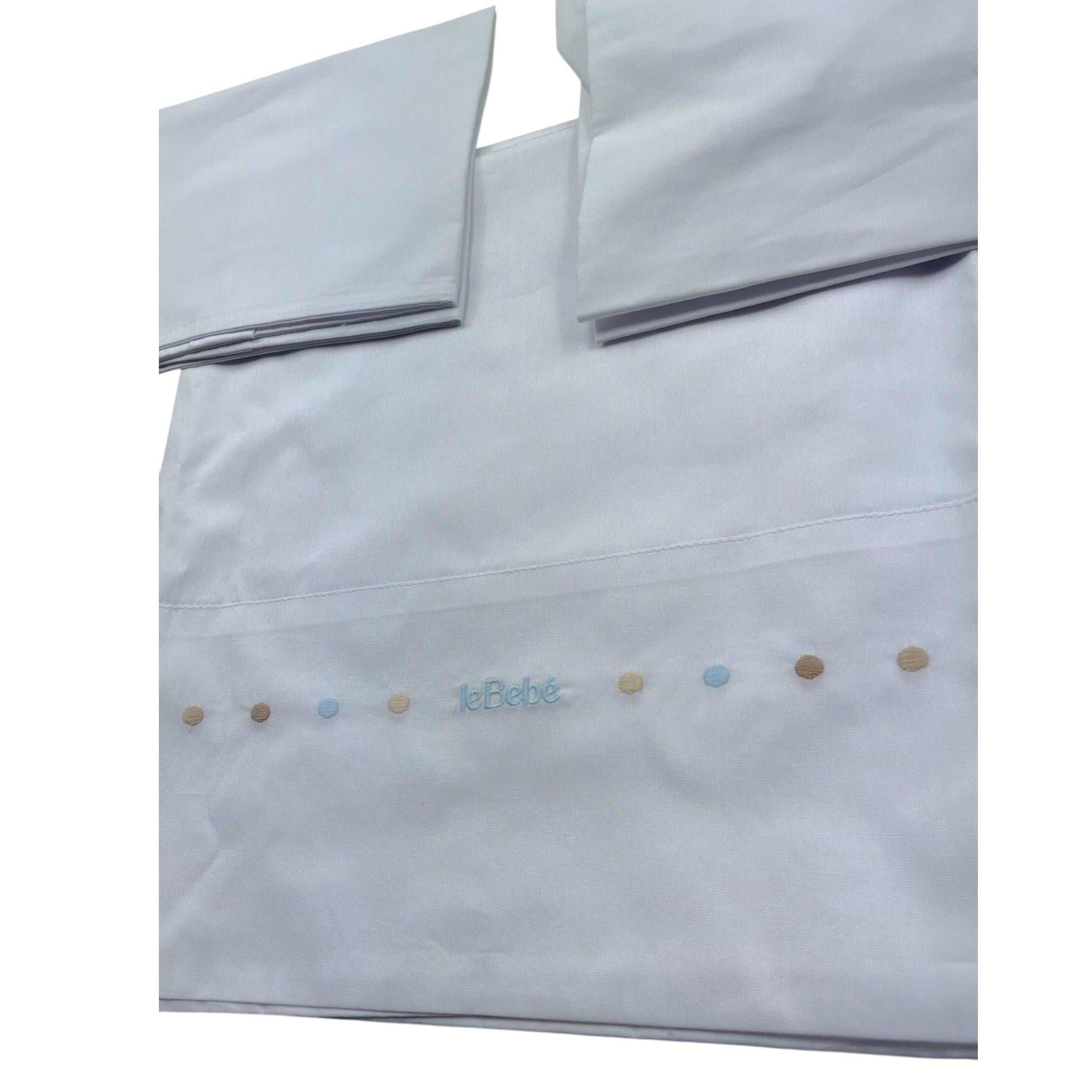 Le Bebe' Lenzuola Set 3 Pezzi Tinta Unita con Stampa per Neonato LBB5291 BIANCO LE BEBE' 