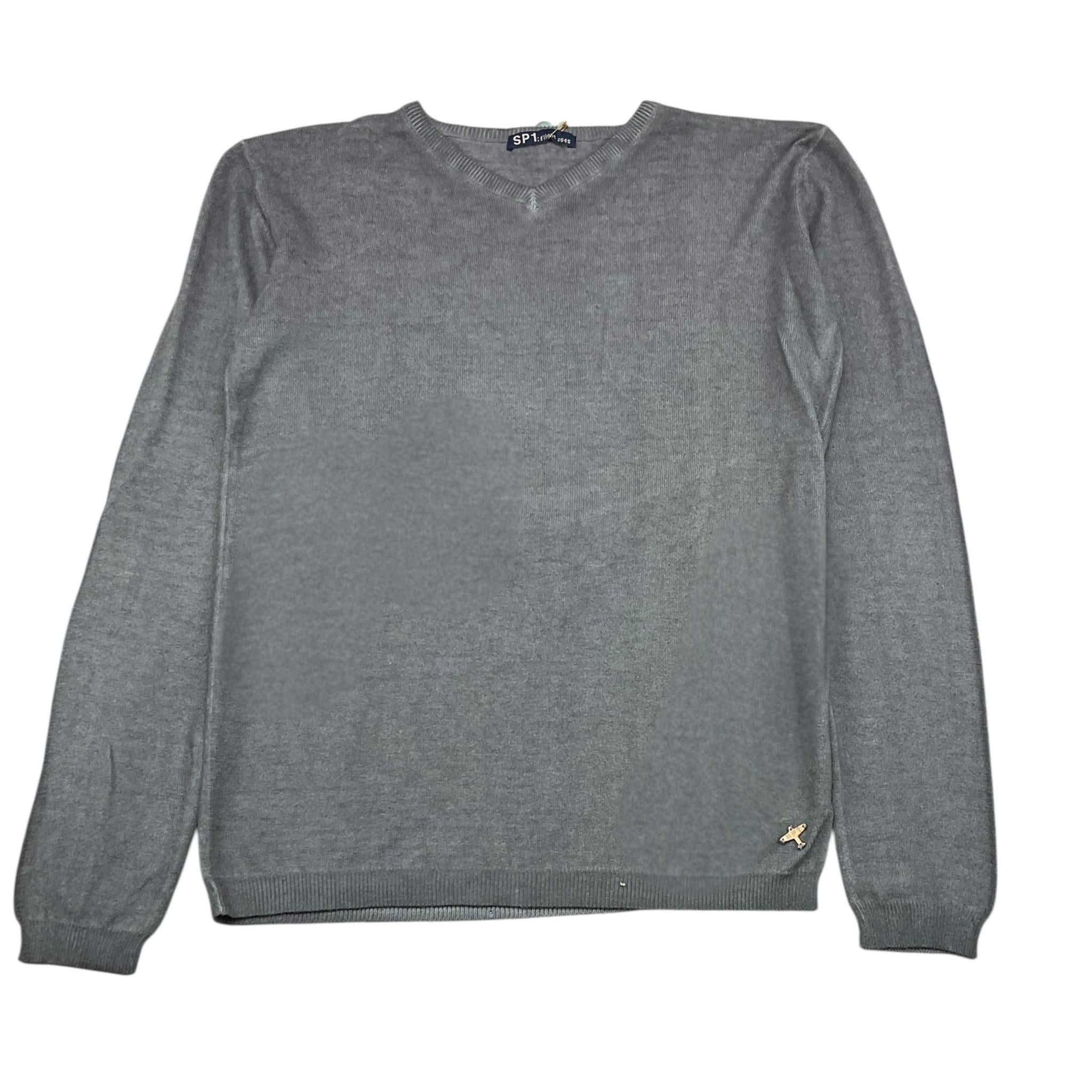 SP1 maglia con scollo a v tinta unita Grigio per Bambino MAG0814 GRIGIO SP1 