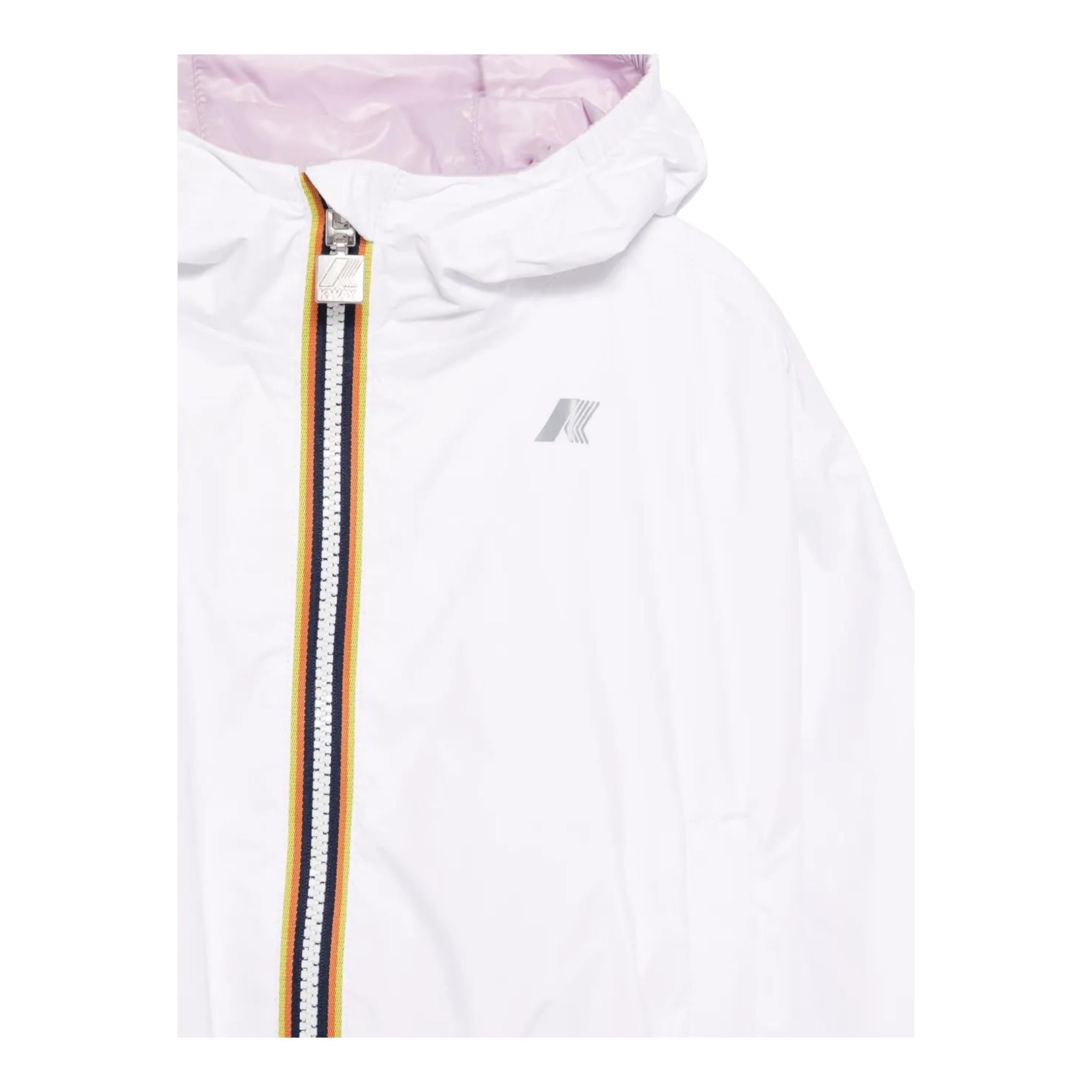 K-Way Giubbino Reversibile Bicolore con Cappuccio per Bambina K41337WX BIANCO/ROSA K-WAY 