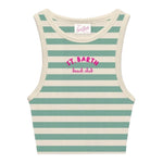 Saint Barth Canotta Giromanica Fantasia A Righe per Bambina BLUEJRR PANNA SAINT BARTH 