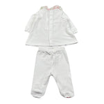 Lalalu' Completo 2 Pezzi Shirt-Ghettina Tinta Unita con Stampa per Neonata CPL017P BIANCO LALALU' 