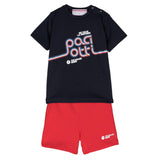 Cesare Paciotti 2-teiliges Set T-Shirt-Bermuda zweifarbig blau/rot für Neugeborene