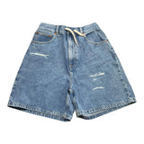 Maison Margiela Einfarbige Jeansshorts mit elastischer Taille Hellblau für Mädchen