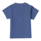 Mini Banda T-Shirt Rundhalsausschnitt Einfarbig mit Kontrastdruck Blau für Neugeborene