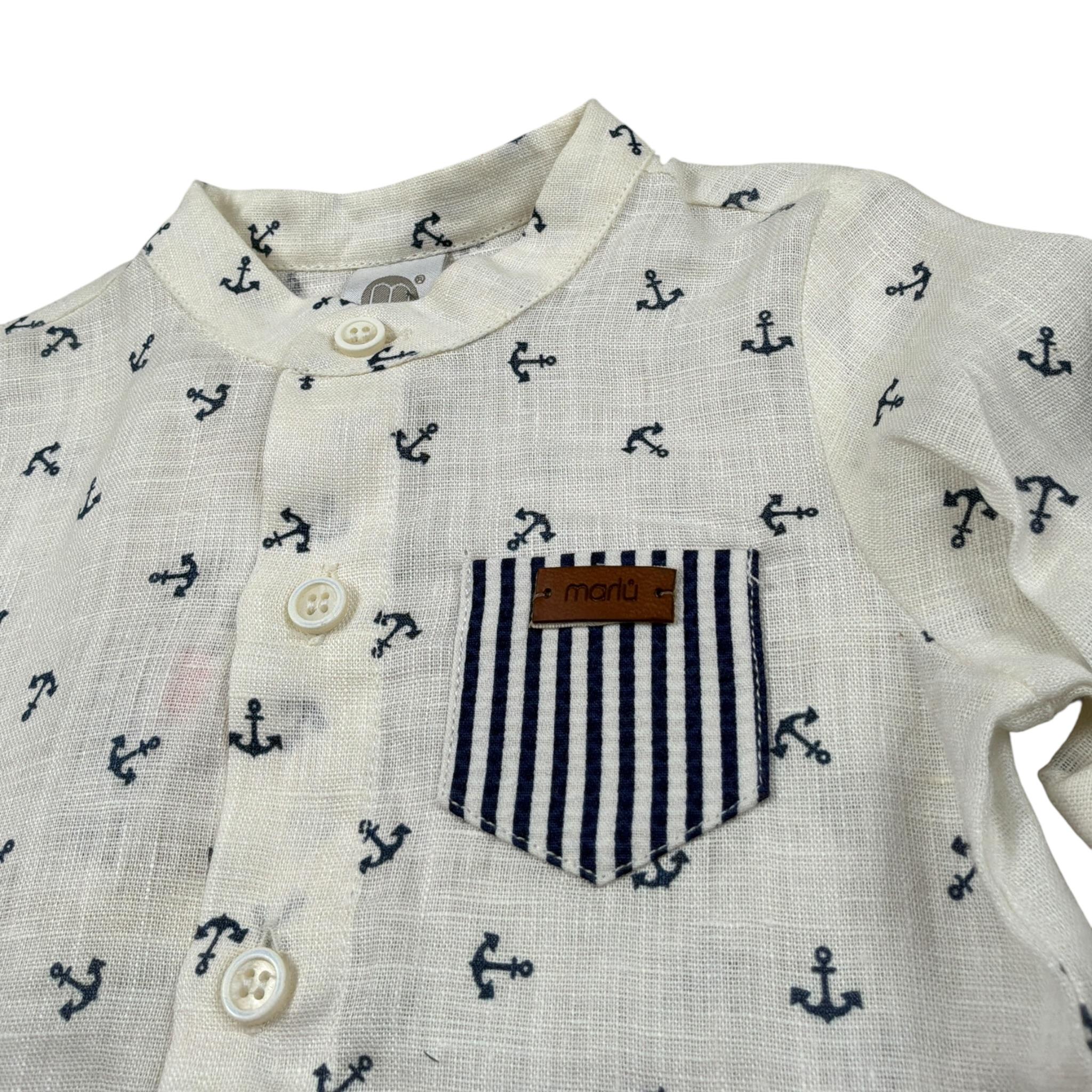 Marlu' Completo 2 Pezzi Camicia-Bermuda Bianco per Neonato EL6153 BIANCO MARLU' 