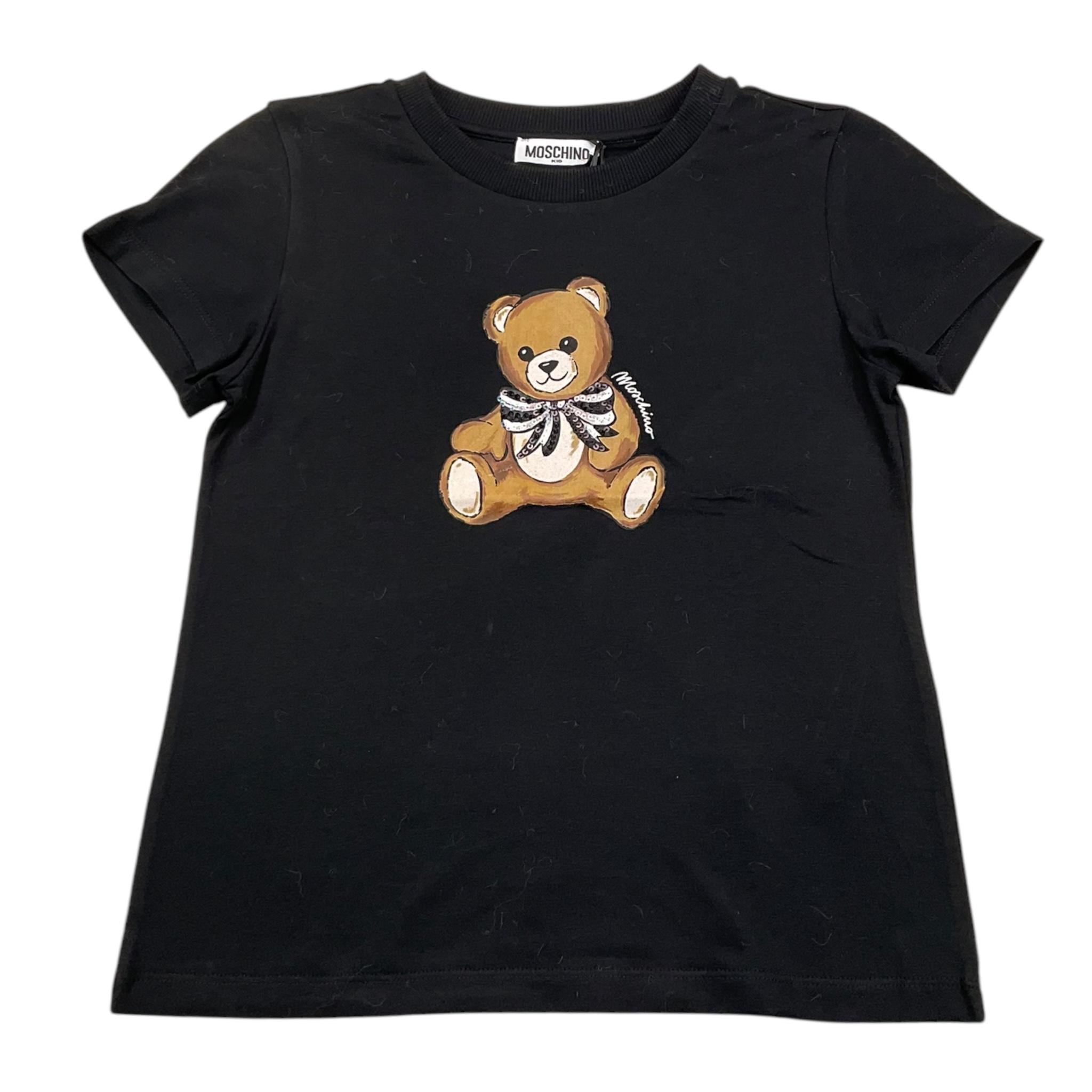 MOSCHINO t-shirt tinta unita girocollo con stampa Nero per Bambina HCM06K NERO MOSCHINO 
