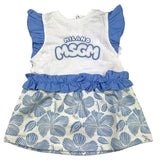 Msgm Zweifarbiges Kleid mit halben Ärmeln und weißem Muster für Baby Mädchen