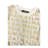 Balmain T-Shirt Rundhalsausschnitt einfarbig mit weißen Logo-Prints für Mädchen