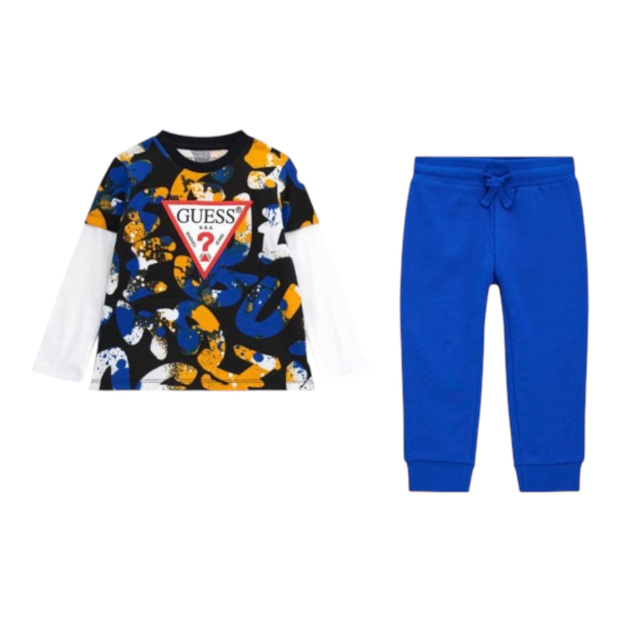 GUESS completo 2 pezzi shirt-pantalone Nero/blu per Bambino N4YG01K8HM3N NER/BLU GUESS 