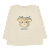 LIU JO shirt girocollo tinta unita con stampa in contrasto Panna per Neonata KF4068X PANNA LIU JO 
