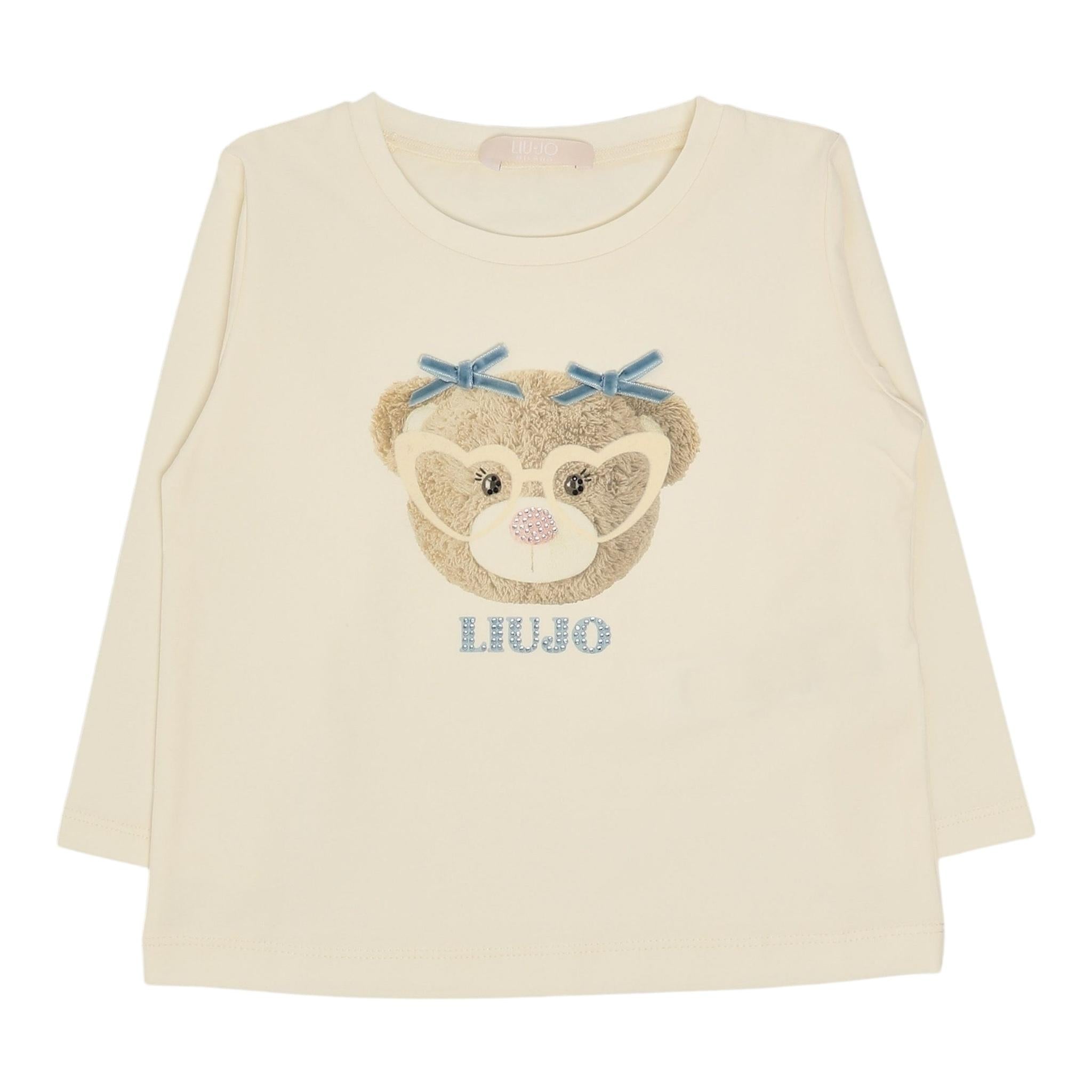 LIU JO shirt girocollo tinta unita con stampa in contrasto Panna per Neonata KF4068X PANNA LIU JO 