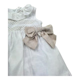 Le Bebe Abito Giromanica Tinta Unita con Fiocchi per Neonata LBG6281 BIANCO LE BEBE 