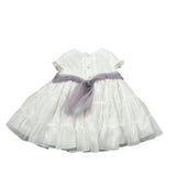 Amaya Abito Mezza Manica Tinta Unita con Tulle per Neonata 532215 BIANCO AMAYA 