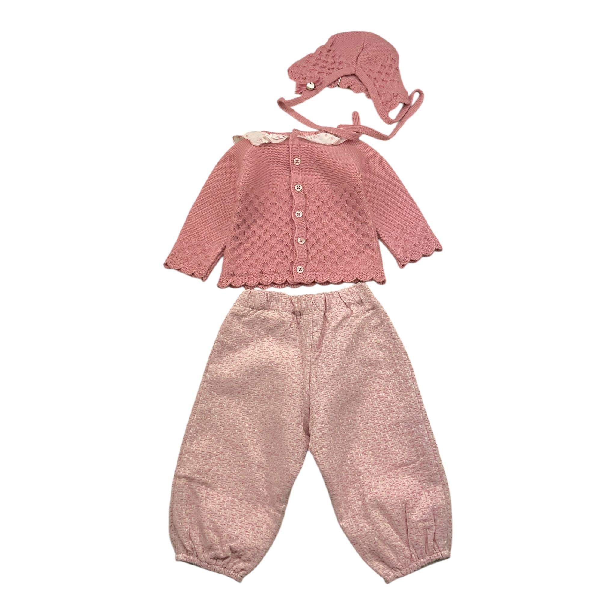 PAZ RODRIGUEZ completo pantalone-cappello-maglia tinta unita Rosa per Neonata 003111963 ROSA PAZ RODRIGUEZ 