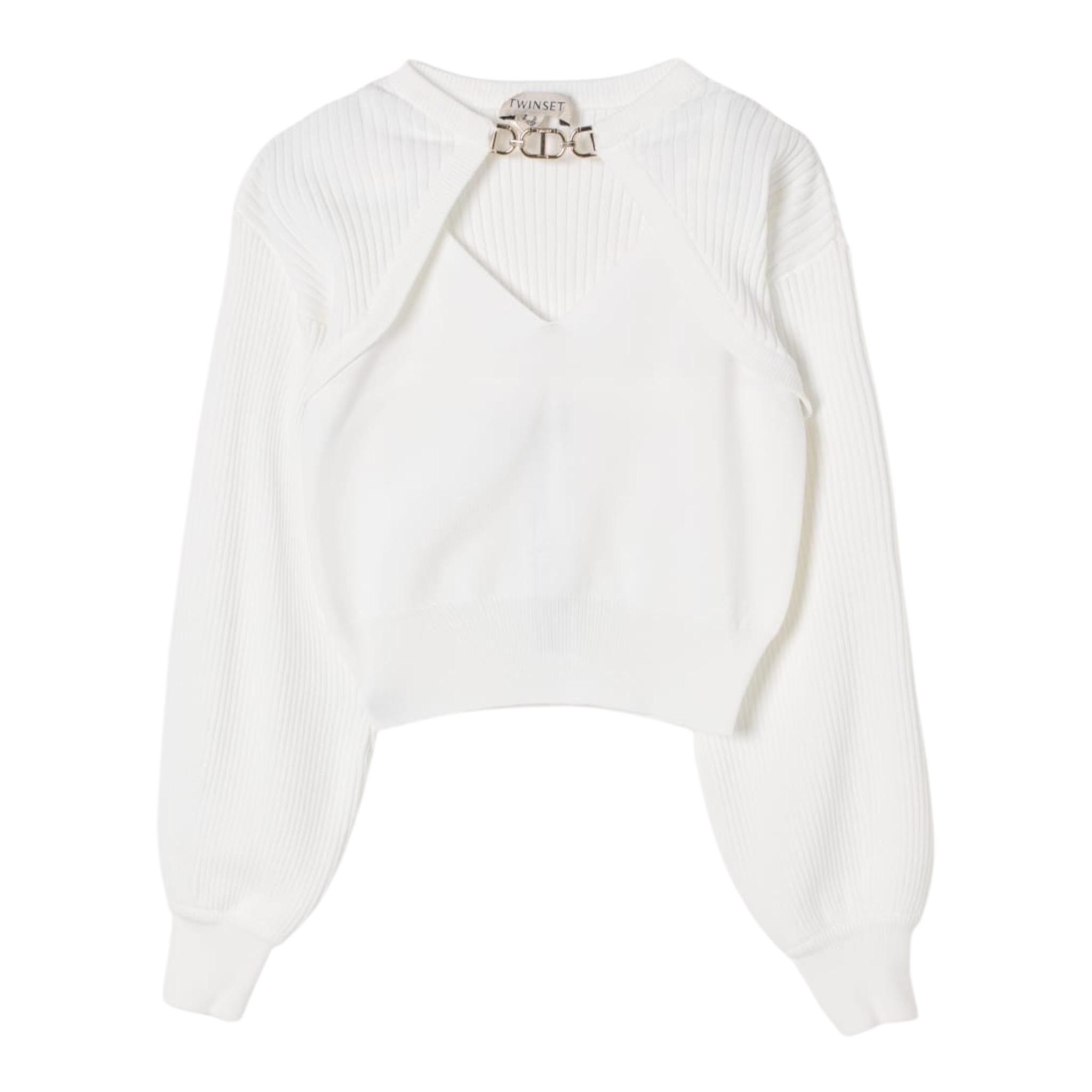 Twinset Set Top-Maglia Tinta Unita per Bambina 251GJ3QW6 PANNA TWINSET 