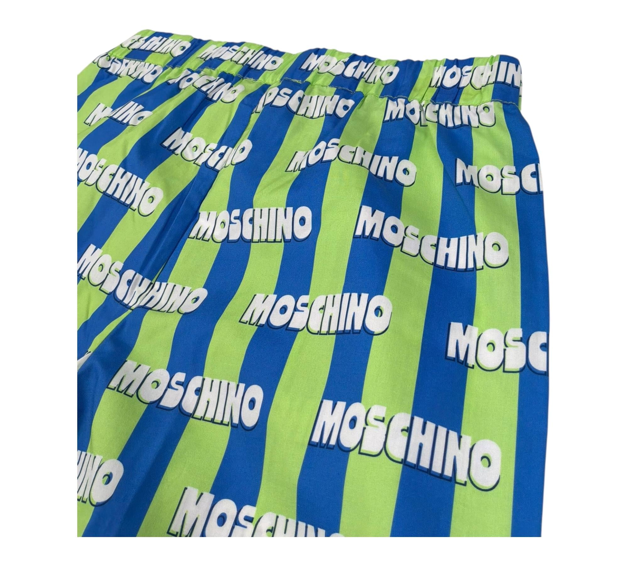 Moschino Pantalone Fantasia A Righe con Stampe Logo per Bambino HDP06Y BLU/VERDE MOSCHINO 