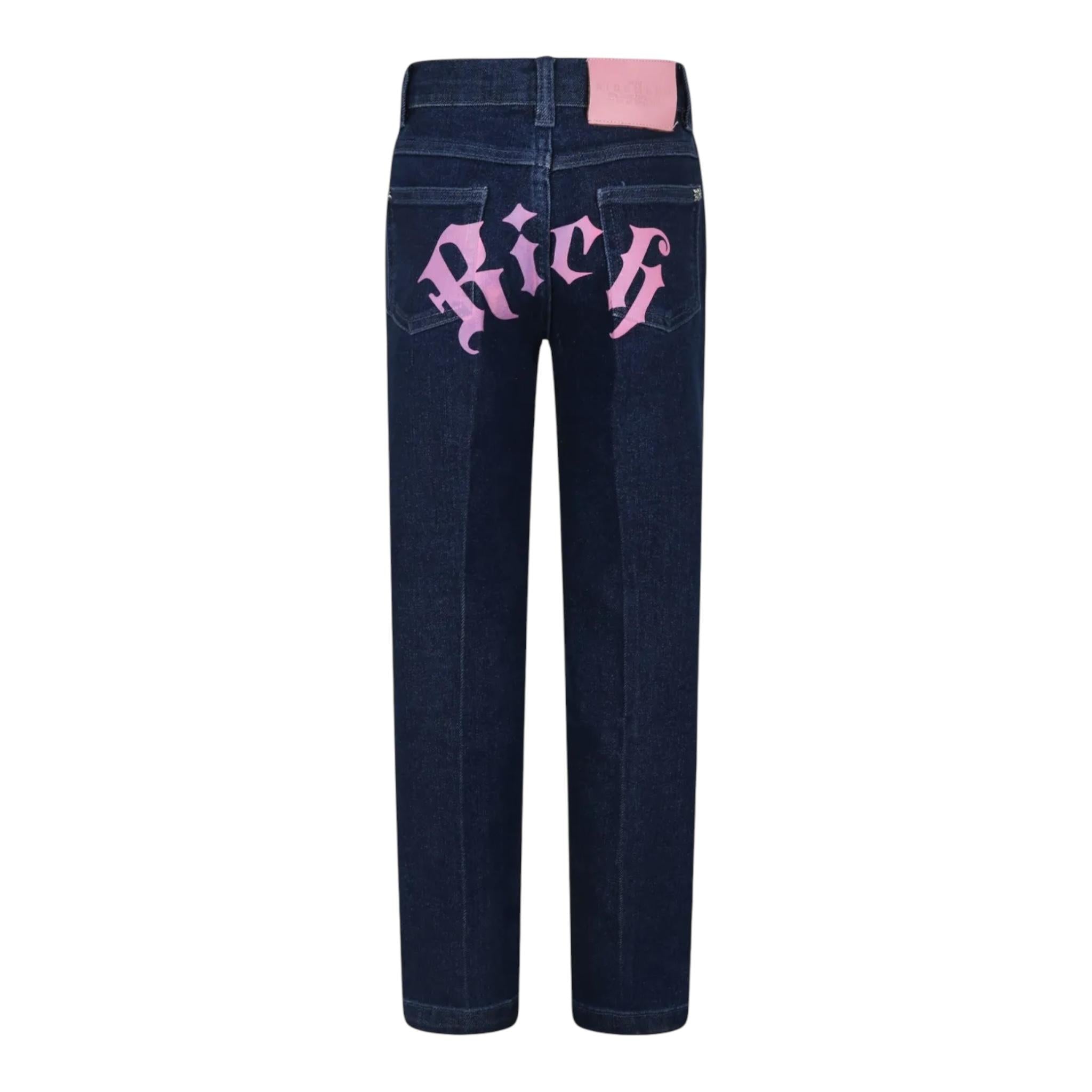 JOHN RICHMOND jeans tinta unita con stampa Blu per Bambina RGA24130JE BLU JOHN RICHMOND 