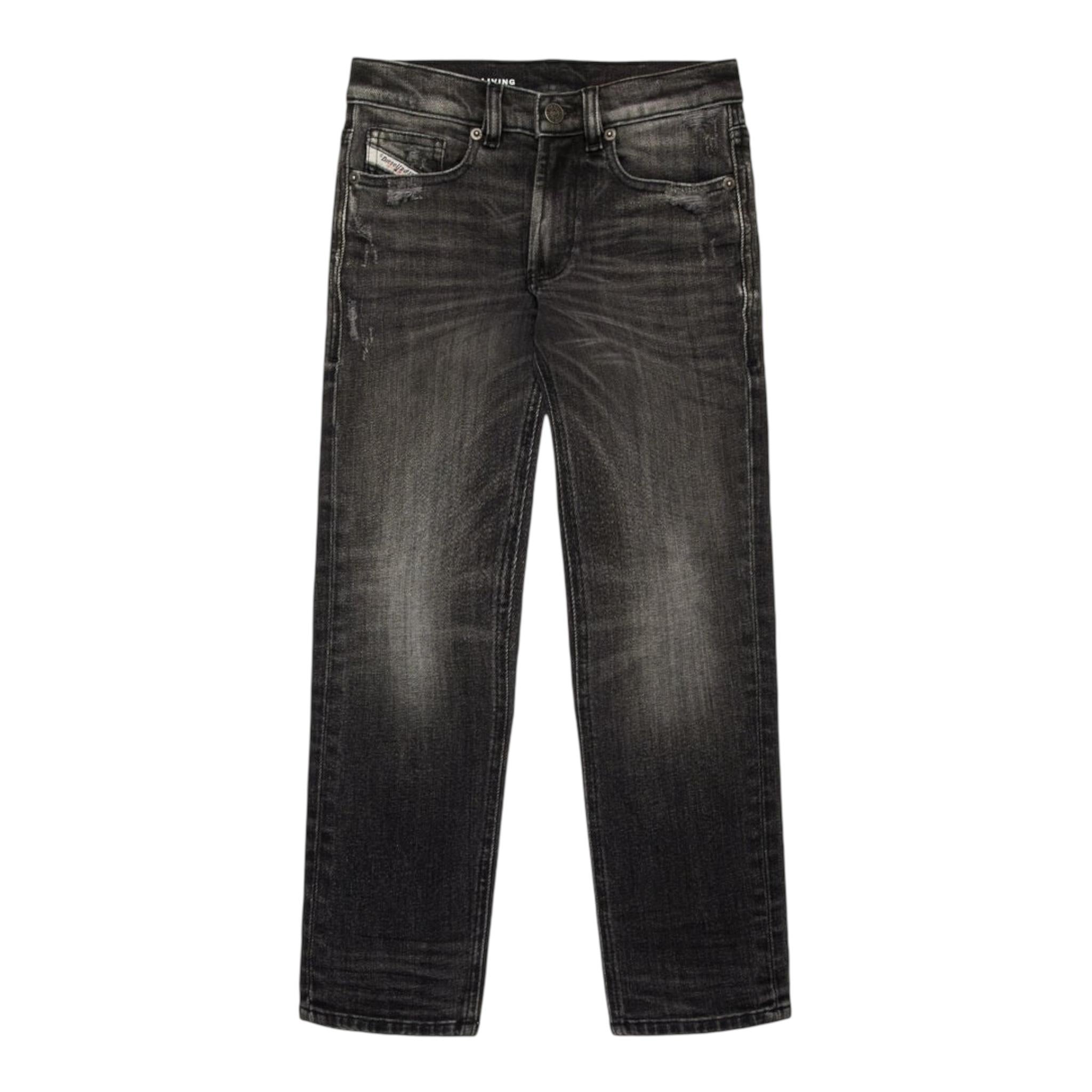 DIESEL jeans tinta unita con girovita regolabile Nero per Bambino J008088 NERO DIESEL 