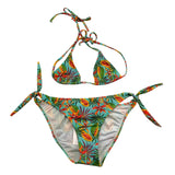 Matinée Costume 2 Pezzi Triangolo-Slip Tinta Unita con Fantasia per Bambina CC4009 VERDE ACQUA MATINÉE 