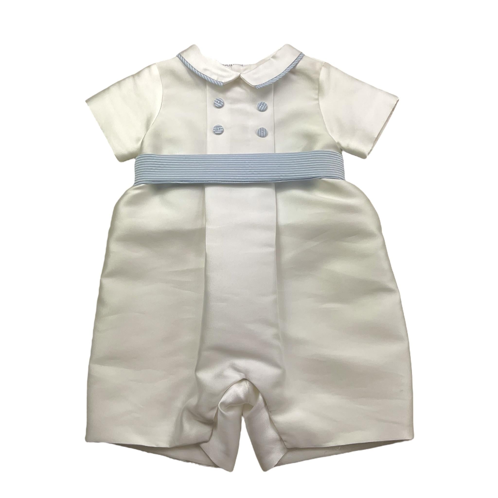 La Stupenderia Pagliaccetto Tinta Unita con Fantasia A Righe per Neonato CBPG53 BIANCO LA STUPENDERIA 