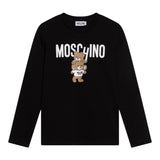 MOSCHINO shirt girocollo tinta unita cn stampa in contrasto Nero per Bambino MMO00RXJ NERO MOSCHINO 