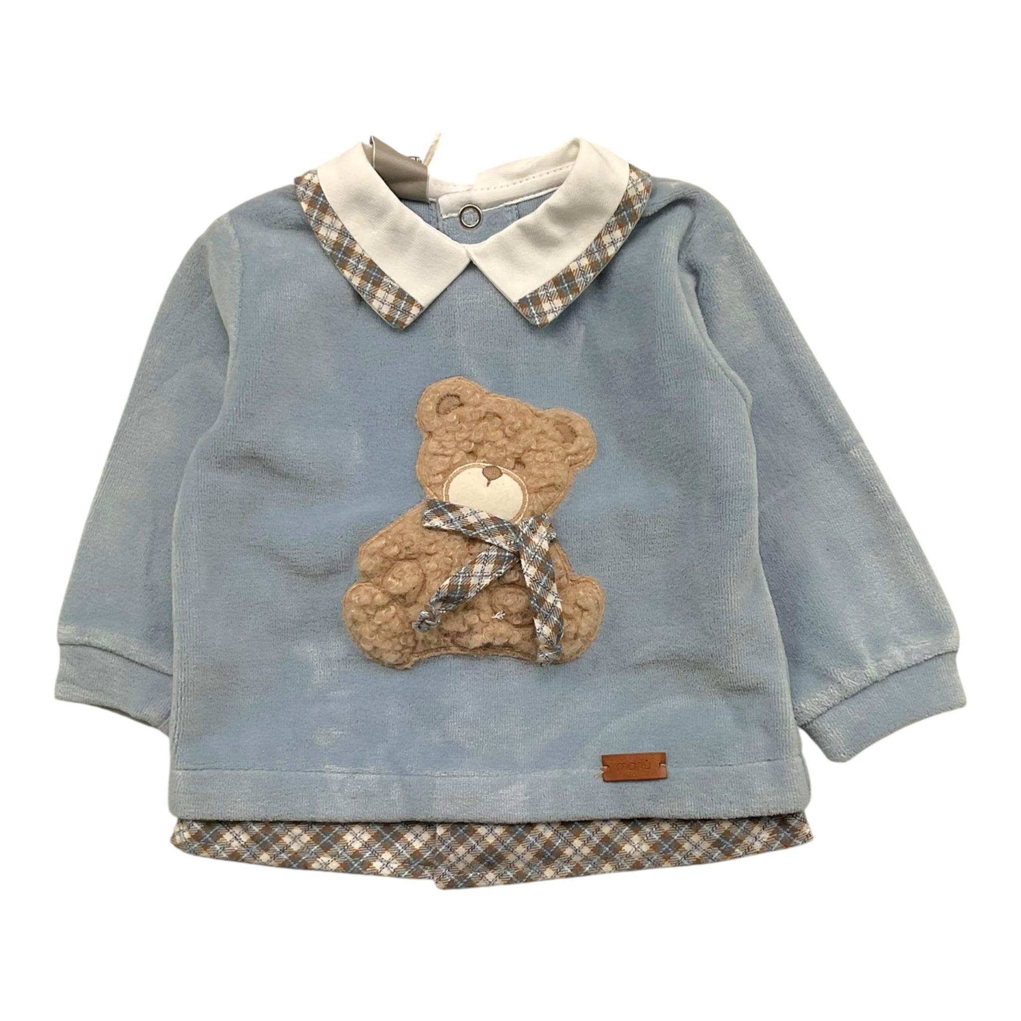 MARLU' completo 2pz maglia-ghettina tinta unita con fantasia Azzurro per Neonato IG5551 AZZURRO MARLU' 