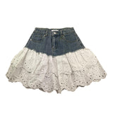 Met Gonna In Denim Tinta Unita con Pizzo San Gallo per Bambina ME367 BLU MET 