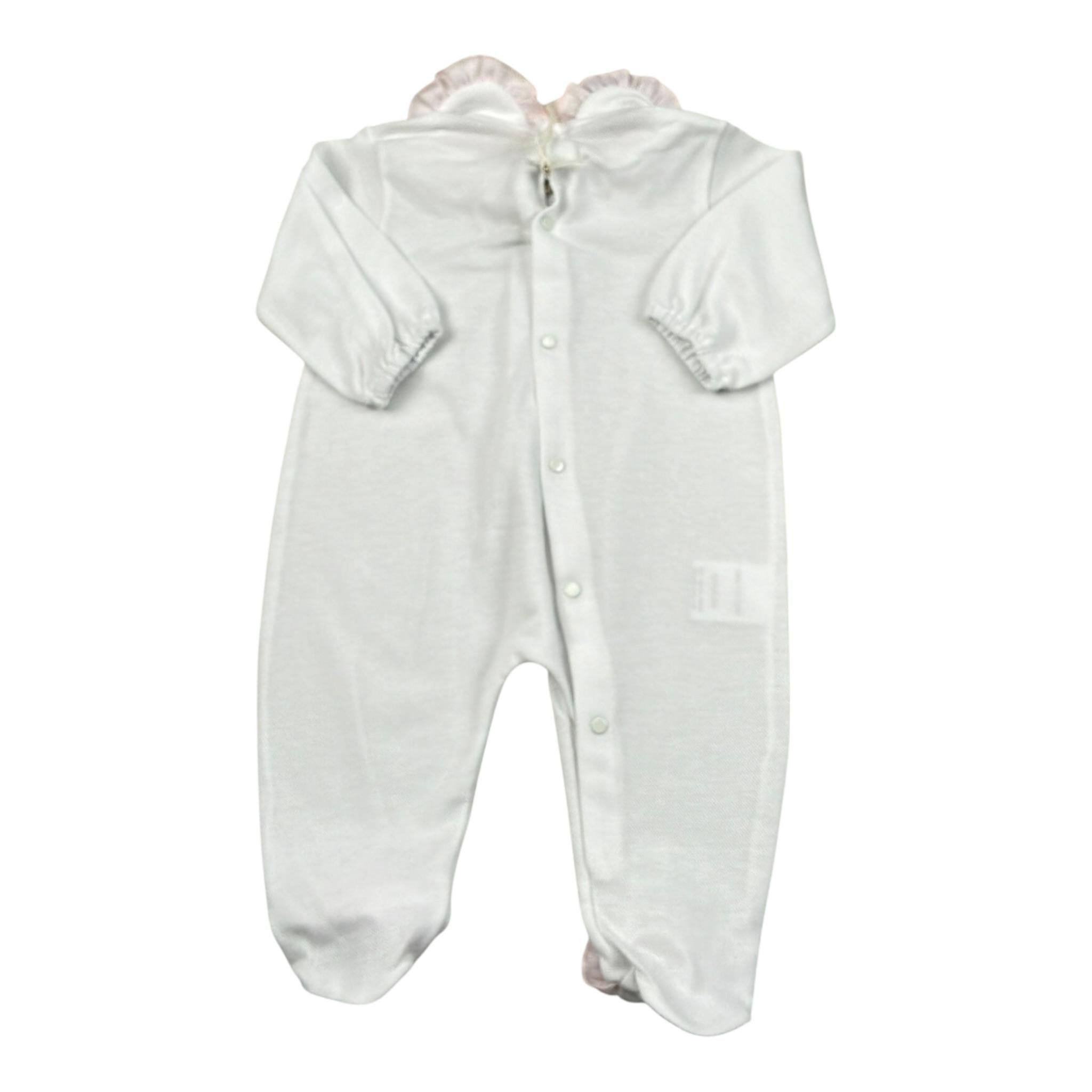 La Stupenderia Tutina tinta unita con Colletto Bainco per Neonata TBTT54 BIANCO LA STUPENDERIA 