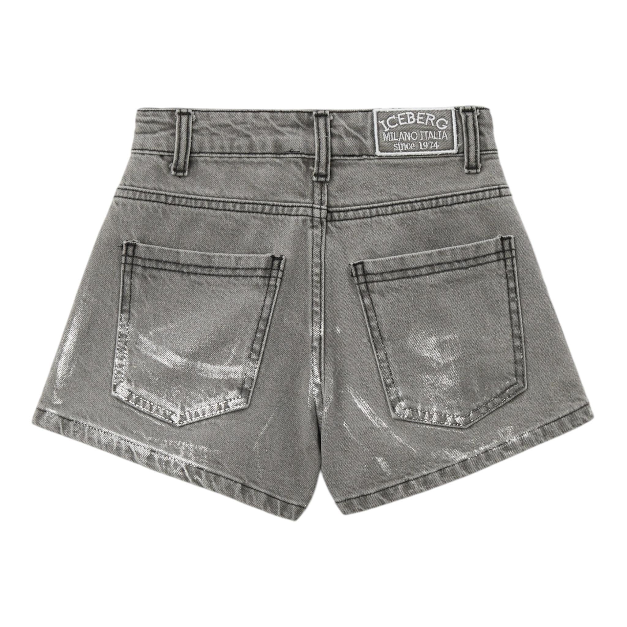 Iceberg Short Tinta Unita In Denim con Girovita Regolabile per Bambina SHICE51599J GRIGIO ICEBERG 
