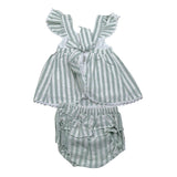 Babidu Completo 2 Pezzi Camicia-Coulotte Fantasia A Righe per Neonata 93409 VERDE BABIDU 
