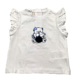 Mini Banda T-Shirt Rundhals Einfarbig mit Kontrastdruck Weiß Für Baby Mädchen