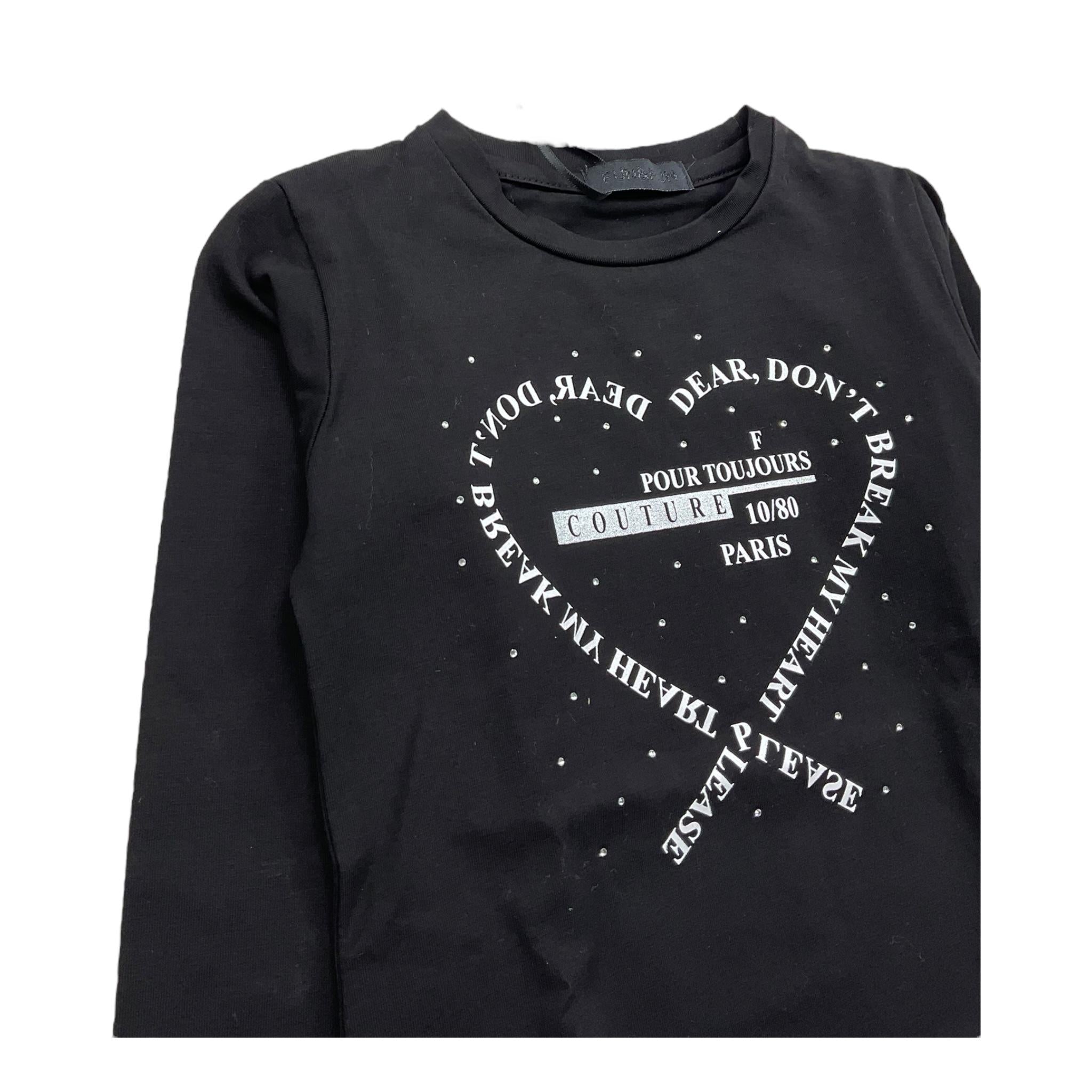 FUN & FUN shirt girocollo tinta unita con stampe in contrasto Nero per Neonata FNBTS12589X NERO FUN & FUN 