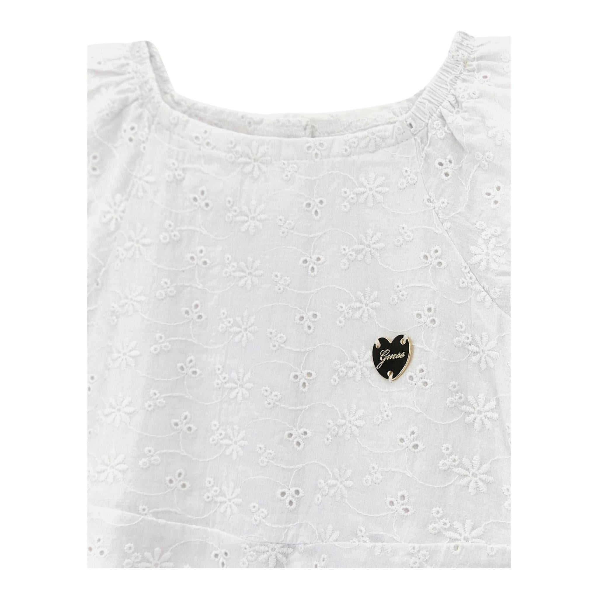 Guess Abito Mezza Manica Tinta Unita In Pizzo Sangallo per Neonata K4GK02WG680N BIANCO GUESS 