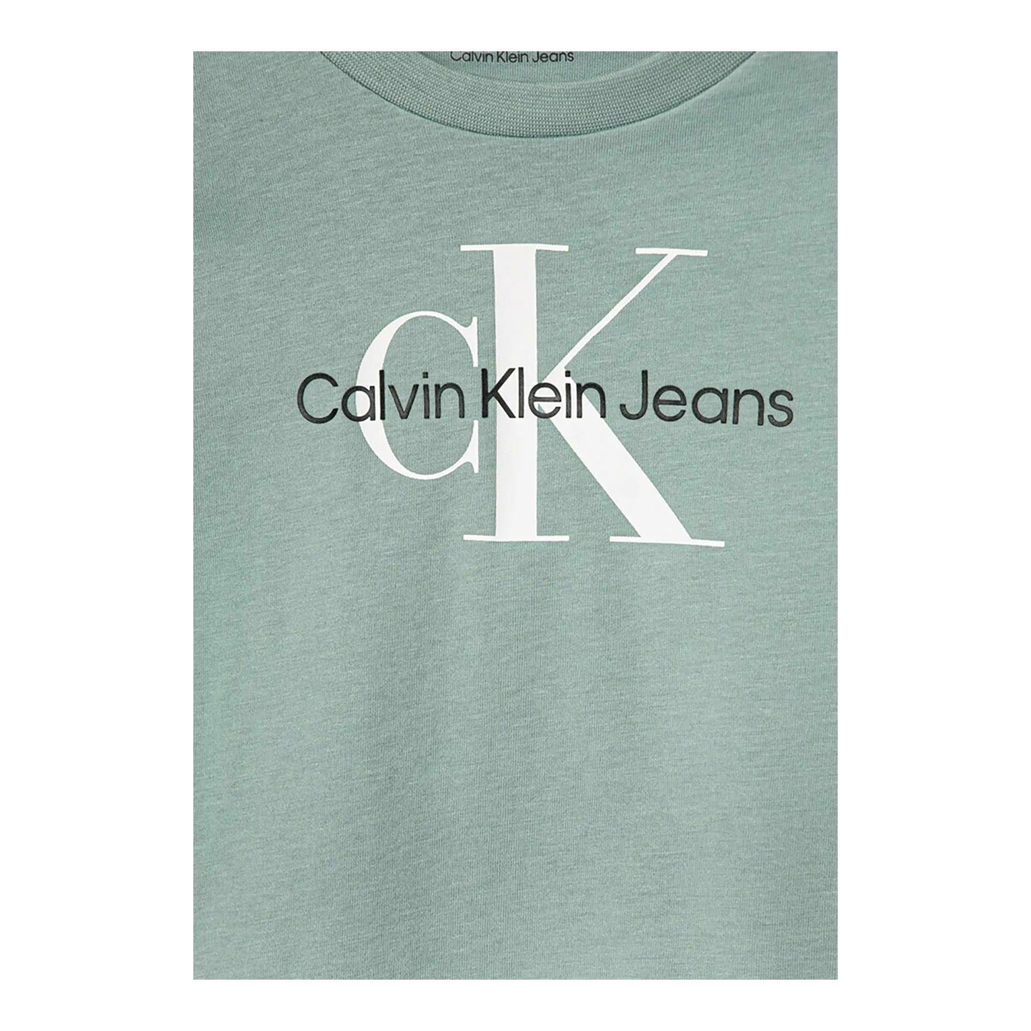 Calvin Klein T-Shirt Girocollo Tinta Unita con Logo per Bambino IN0IN0001J VERDE ACQUA CALVIN KLEIN 