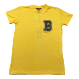 Brian Rush – Einfarbiges T-Shirt mit Rundhalsausschnitt und gelbem Aufdruck für Jungen