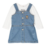 MOSCHINO completo 2 pezzi salopette-shirt Azzurro per Neonata MDK02S AZZURRO MOSCHINO 