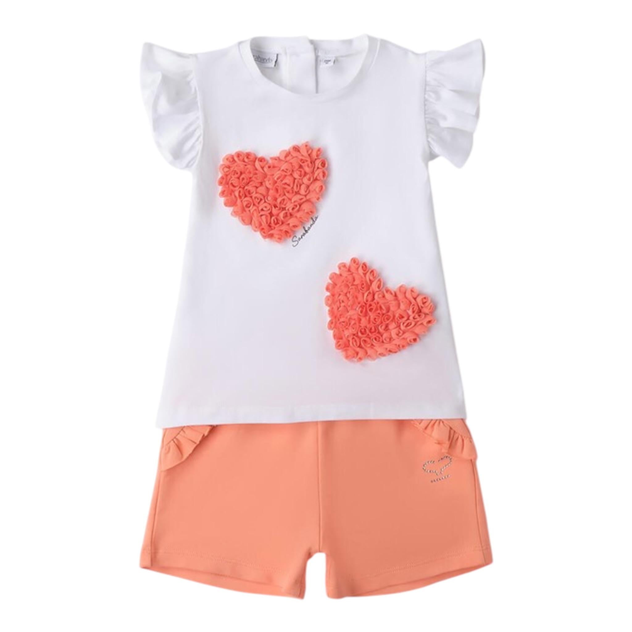 Sarabanda Completo 2 Pezzi T-Shirt-Shorts per Neonata 0B349X BIANCO/PESCA SARABANDA 