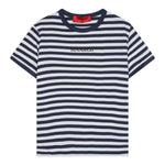 Max Mara T-Shirt Girocollo Fantasia A Righe con Logo per Bambina MX0162 BIANCO/BLU MAX MARA 