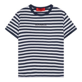 Max Mara T-Shirt Girocollo Fantasia A Righe con Logo per Bambina MX0162 BIANCO/BLU MAX MARA 