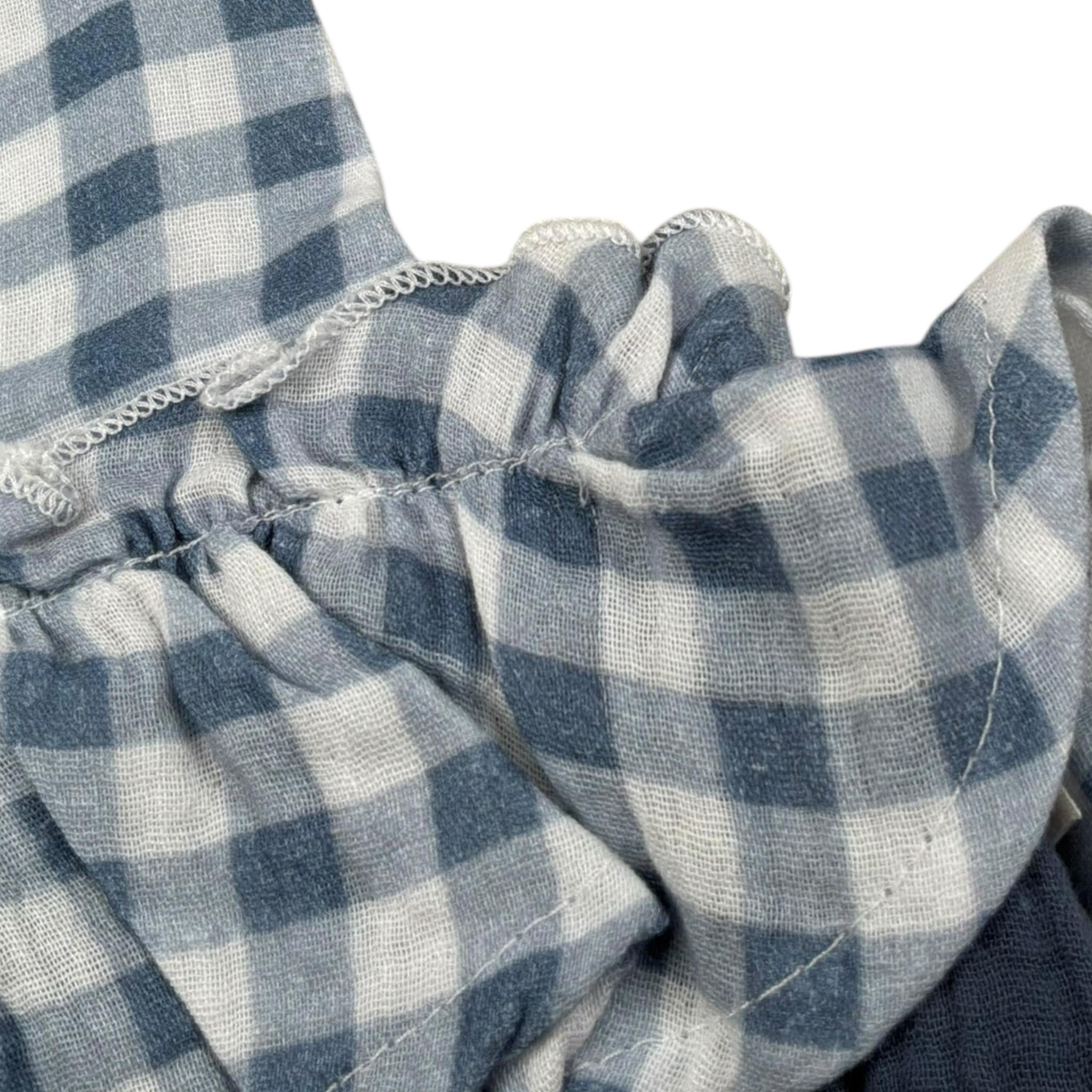 Petit Indi Salopette Biclore con Fantasia A Quadri per Neonata SS25B0233 BIANCO/BLU PETIT INDI 