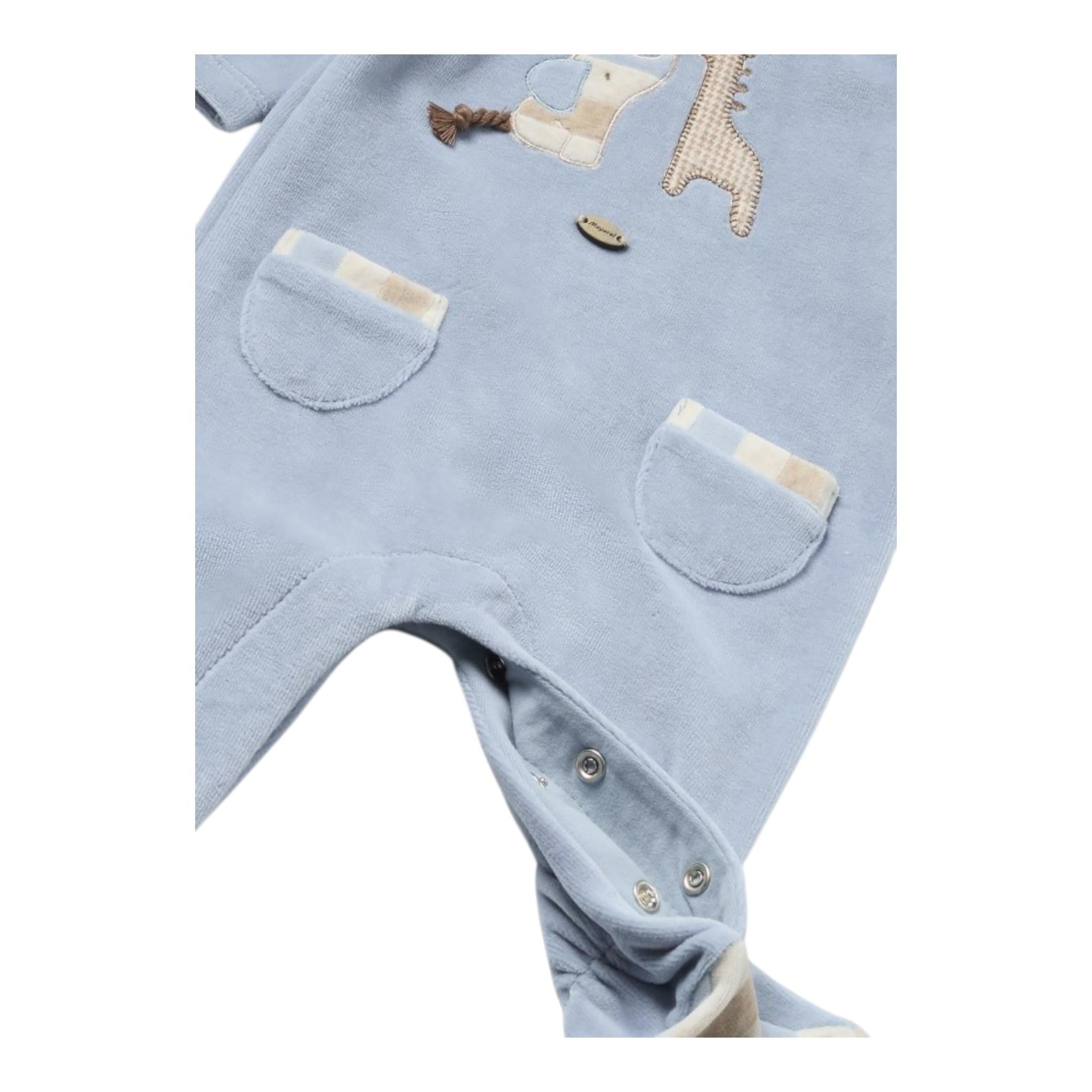 MAYORAL tutina manica lunga in ciniglia tinta unita Azzurro per Neonato 27933X AZZURRO MAYORAL 