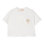 Elisabetta Franchi T-Shirt Girocollo Tinta Unita con Logo per Bambina EFTS232X PANNA ELISABETTA FRANCHI 